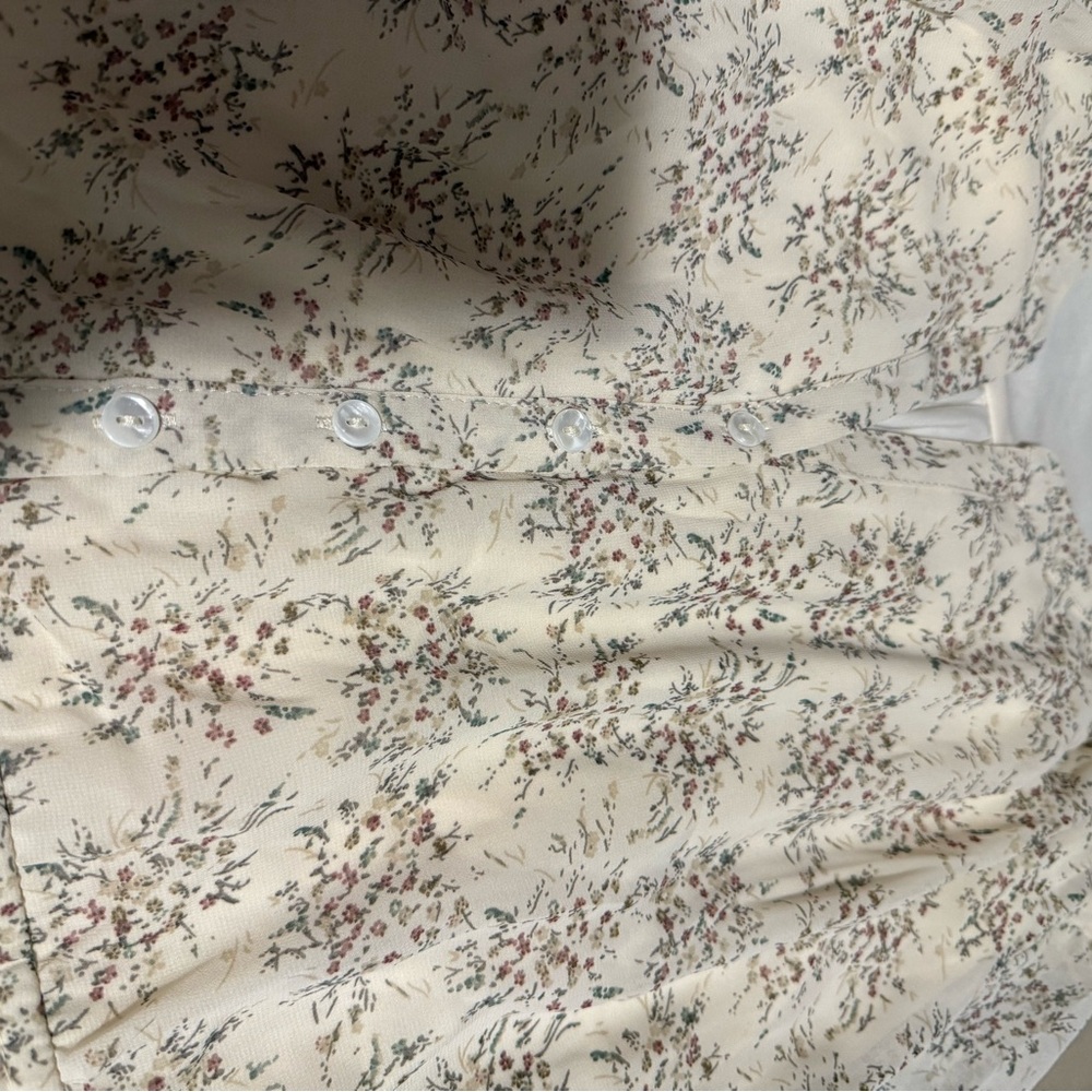Cream Floral Print Long Sleeve‎ Mini Dress size M - Picture 9 of 16